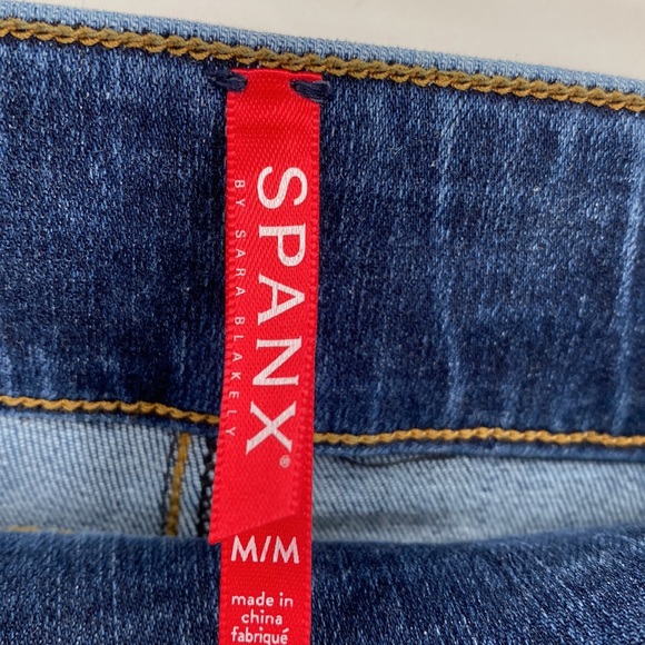 Spanx Distressed Ankle Skinny Jeans Medium Wash Pull On Stretchy Casual Size M - Picture 9 of 12